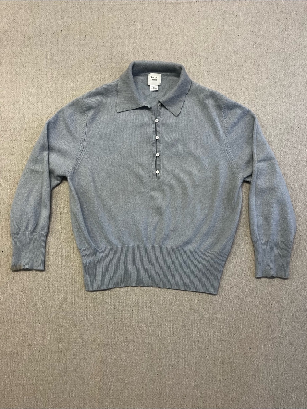 Garnet Hill 100% Cashmere Blue Collared Sweater Women’s Large Soft Knit